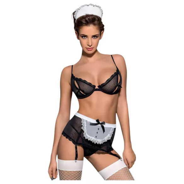 Obsessive - Déguisement soubrette - Set 6 pièces - Lingerie noire - L/XL