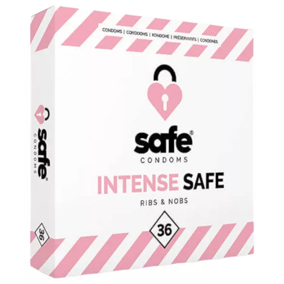 SAFE Intense Safe - Préservatif nervuré et à reliefs - 36 pièces