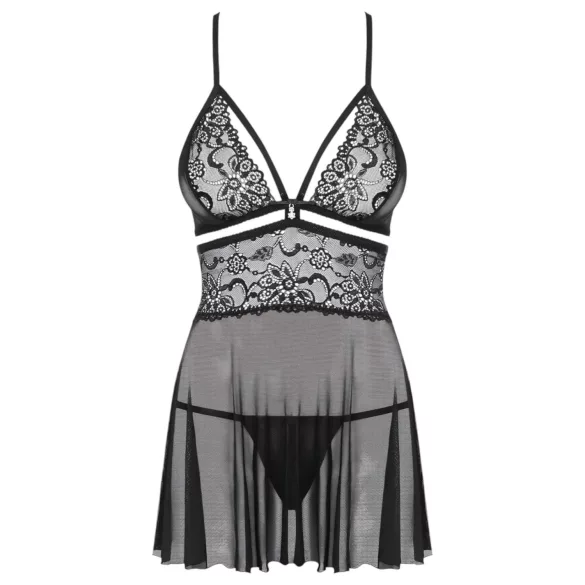 Obsessive - babydoll transparent dentelle - ensemble noir