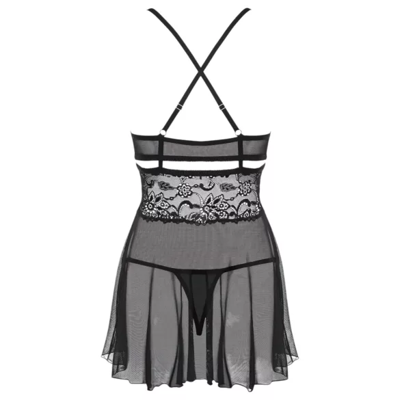 Obsessive - babydoll transparent dentelle - ensemble noir