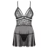 Obsessive - babydoll transparent dentelle - ensemble noir - L/XL