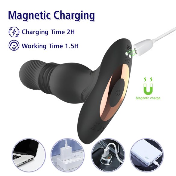 Aixiasia Roy - vibromasseur anal à piston sans fil rechargeable - noir