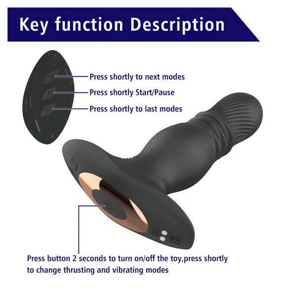 Aixiasia Roy - vibromasseur anal à piston sans fil rechargeable - noir