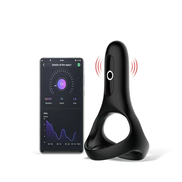 Magic Motion Rise - anneau pénien vibrant connecté rechargeable - noir