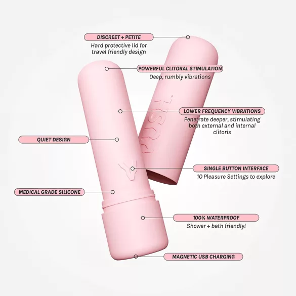 Vush - mini vibromasseur rechargeable étanche - rose